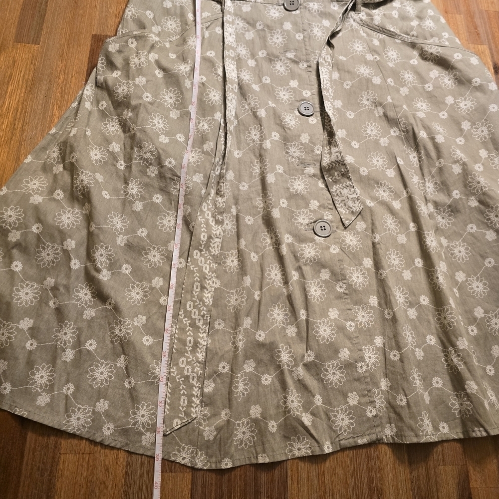 Mlle Gabrielle Floral Cotton Midi Dress Sage Green Large Cottagecore Button Up - Picture 12 of 16